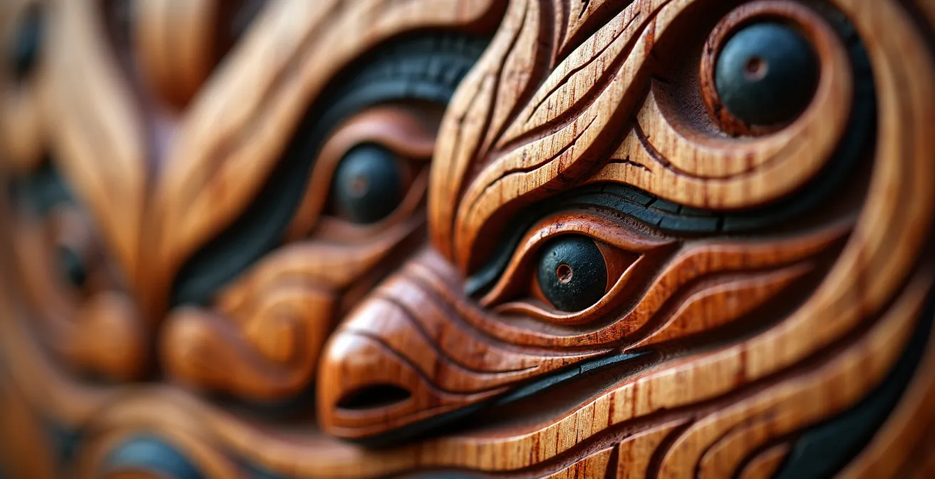 Interior view of an authentic Indigenous art gallery showcasing traditional Pacific Northwest Coast art