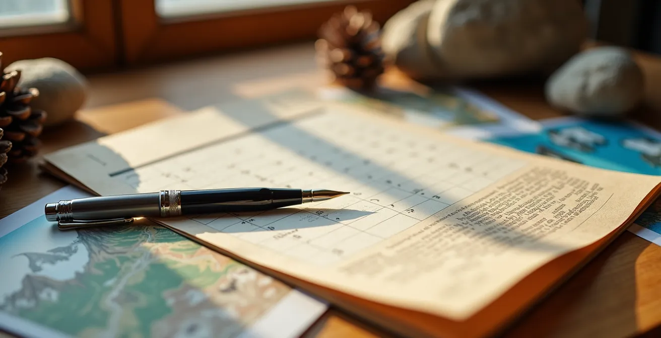 Planning calendar with marked dates for Canadian park reservations