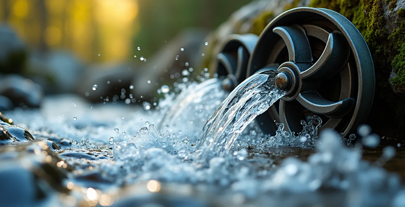 Micro-hydro installation on a mountain creek powering a remote BC lodge with sustainable energy