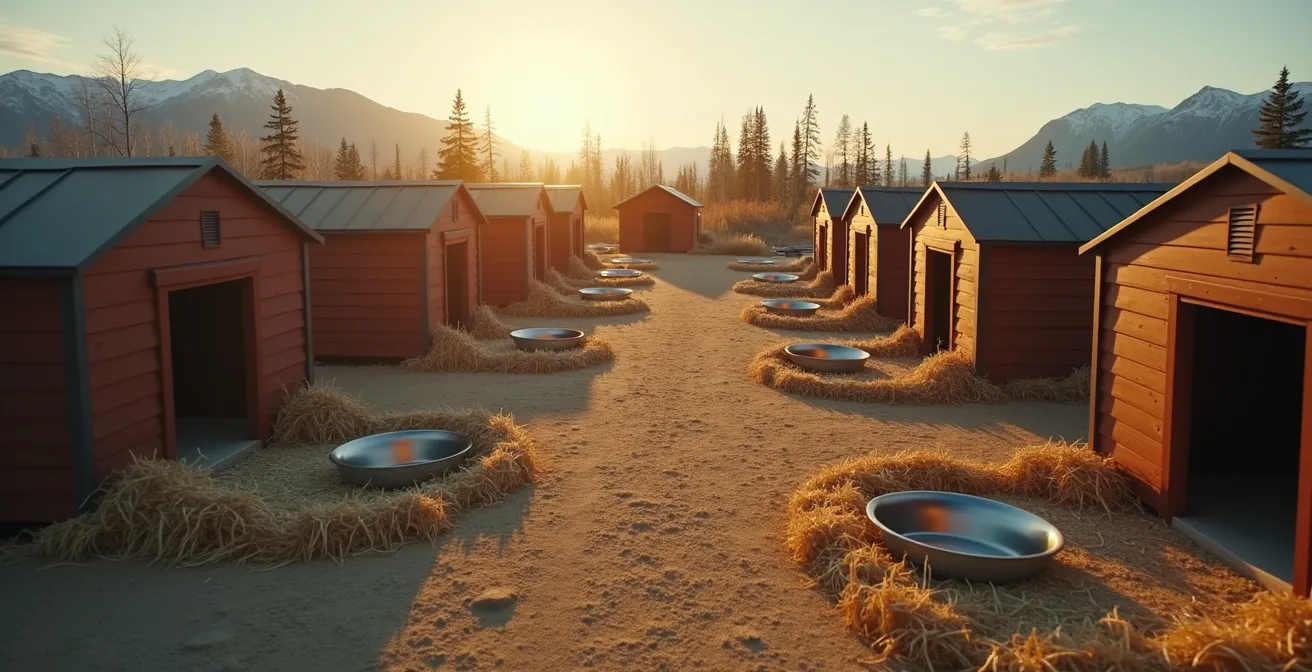 Wide view of professional dog kennel facilities showing quality housing and care infrastructure
